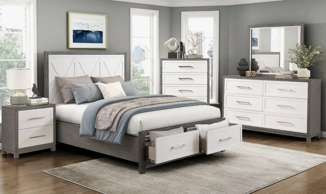 Homelegance® Rowan Gray/Ivory Queen Platform Storage Bed-1