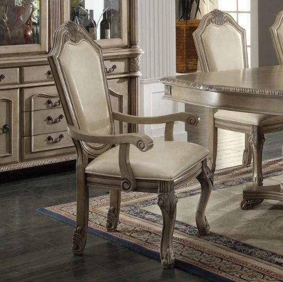 ACME Furniture Chateau de Ville Antique White Dining Arm Chair-3