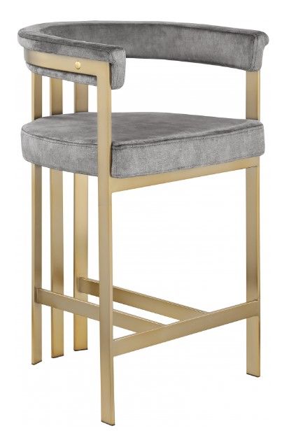 Meridian Furniture Marcello Gray/Brushed Brass Counter Stool-0