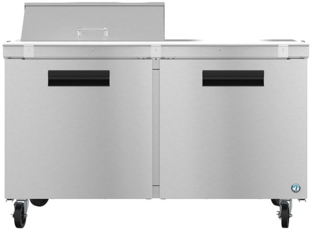 Hoshizaki 60" 17.55 Cu. Ft. Stainless Steel Two Section Sandwich Prep Table Refrigerator with Enamel Coated Evaporator Coil-0