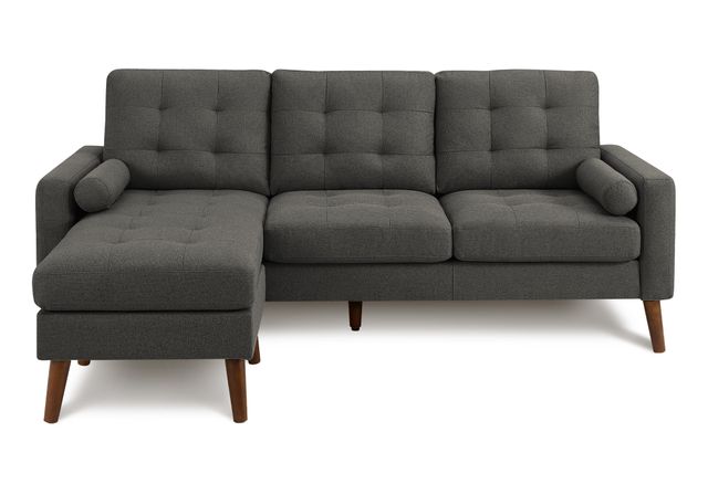 Monarch Specialties Inc. Dark Grey 85" Sofa Lounger and Reversible Chaise with 2 Pillows-0