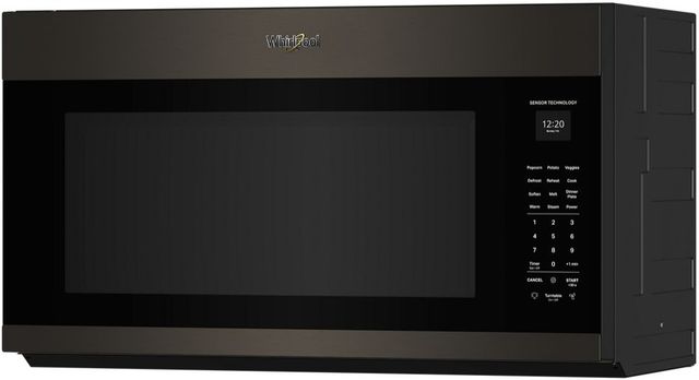 Whirlpool® 2.1 Cu. Ft. Fingerprint Resistant Black Stainless Steel Over the Range Microwave with Sensor Cooking and AccuPop™-2