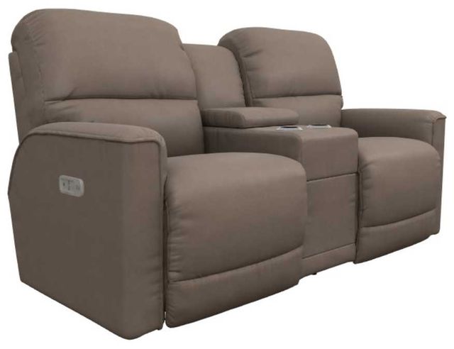 La-Z-Boy® Cade Stone Leather Power Reclining Loveseat with Console, Headrest, and Lumbar-0
