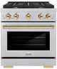 ZLINE Autograph Edition 30" Satin Stainless Steel Pro Style Gas Range with 4 Burner Cooktop-0
