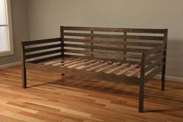 Kodiak Furniture Boho Linen Aqua/Rustic Walnut Twin Daybed with Mattress-2