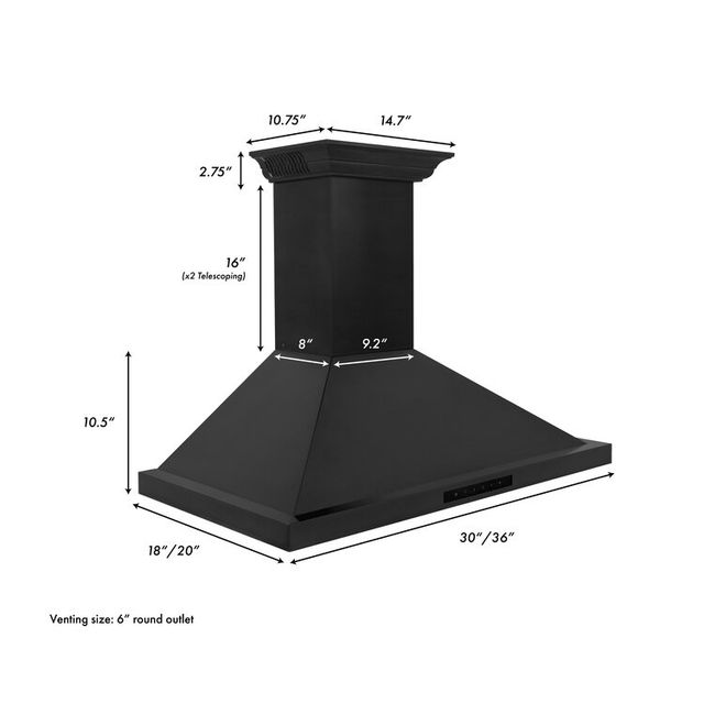 ZLINE 24" Black Stainless Steel Wall Mounted Range Hood-3