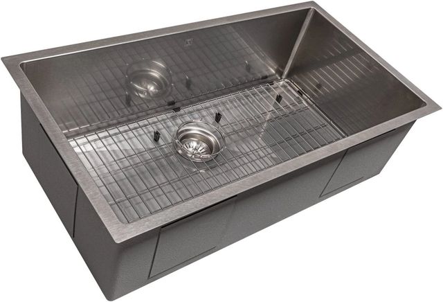 ZLINE Meribel 33" Satin Stainless Steel Undermount Single Bowl Kitchen Sink with Bottom Grid-0