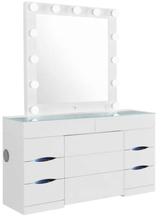 Global Furniture USA Ella 3-Piece White Vanity Set with Speaker-0
