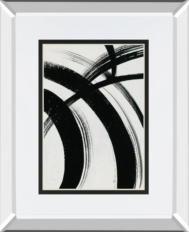 Classy Art Black/White Spontaneous I By Farida Zaman Mirror Framed Wall Art-1
