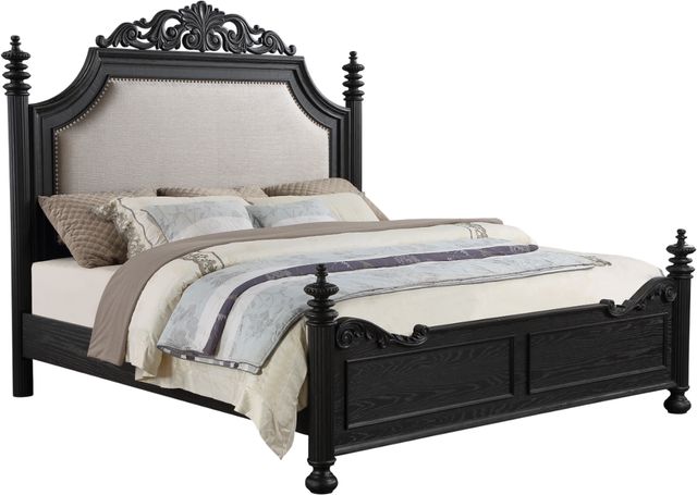 Crown Mark Kingsbury Black Upholstered King Panel Bed-0