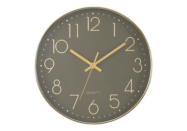 Monarch Specialties Inc. Dark Bronze 12" Analog Wall Clock with Gold Numbers-0