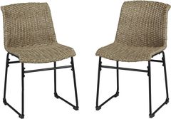 Signature Design by Ashley® Amaris 2-Piece Black/Brown Metal/Resin Wicker Outdoor Dining Side Chair