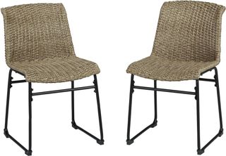Signature Design by Ashley® Amaris 2-Piece Black/Brown Metal/Resin Wicker Outdoor Dining Side Chair