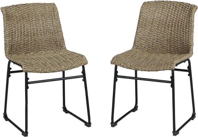 Signature Design by Ashley® Amaris 2-Piece Black/Brown Metal/Resin Wicker Outdoor Dining Side Chair-0