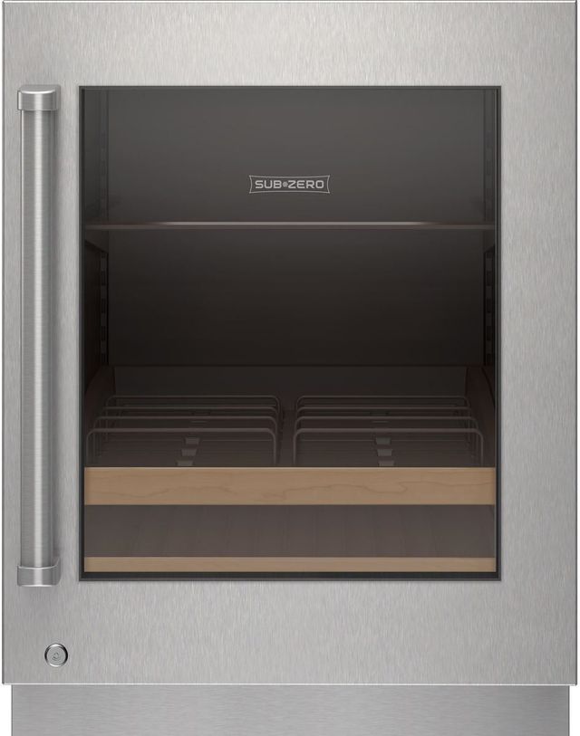 Sub-Zero® 24" Stainless Steel Right Hinge Undercounter Refrigerator Glass Door Panel Kit with Lock and Tubular Handle-0