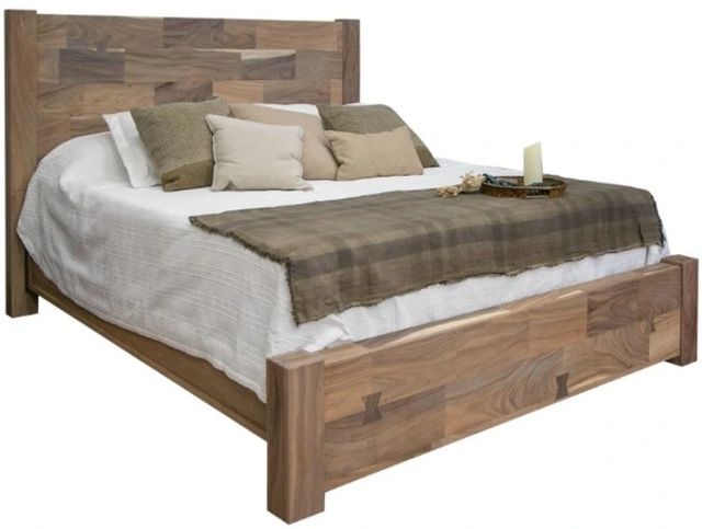 International Furniture Direct Natural Parota Brown Queen Panel Bed-0