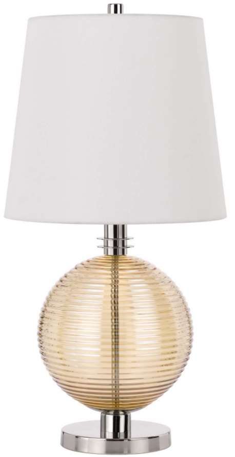 Cal® Lighting & Accessories Salisbury Amber/Brushed Steel/White Table Lamp-0