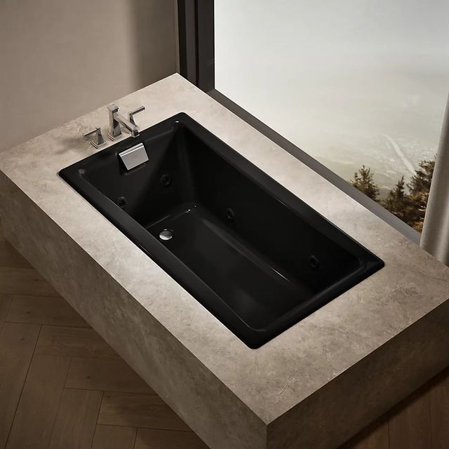 KOHLER® Tea-for-Two® Black 60" x 32" Drop-in/Undermount Whirlpool Bath-1