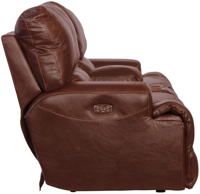 Catnapper® Wembley Walnut Leather Power Lay Flat Reclining Console Loveseat with Power Adjustable Headrest and Power Adjustable Lumbar Support-4