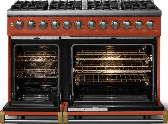Viking® 5 Series 48" Spiced Cider Pro Style Dual Fuel (NG) Range with Brushed Brass Trim-1