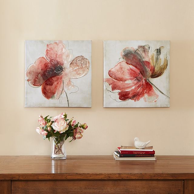 Olliix by Madison Park Lovely Blooms 2 Piece Pink Hand Embellished Canvas Set-3