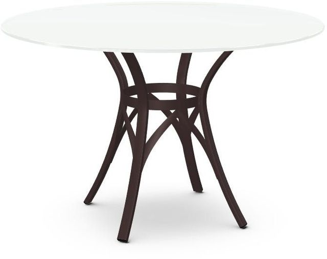 Amisco Customizable Kai 48" White Glass Top Round Table-0