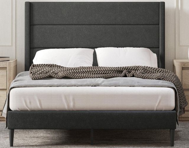American Wholesale Furniture Tellworth Gray King Upholstered Bed-0