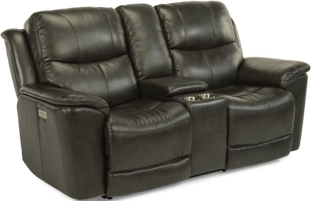 Flexsteel® Cade Black Power Reclining Loveseat with Console and Power Headrests-0