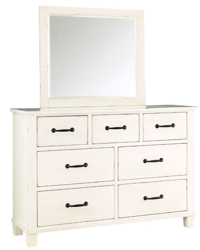Signature Design by Ashley® Braunter Aged White Dresser and Mirror Set-0