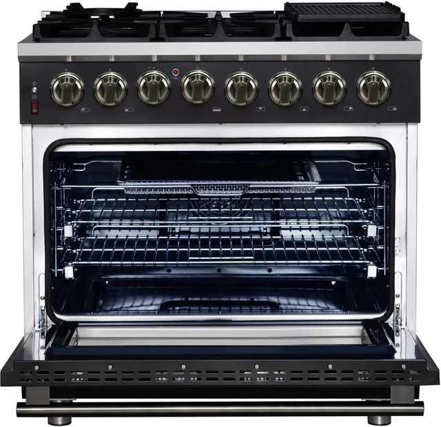 FORNO® Massimo Series Alta Qualita 36" Black Pro Style Dual Fuel Range-1