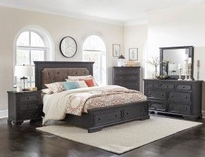 Mazin Furniture Bolingbrook Wire Brushed Charcoal/Brown Queen Bed-3