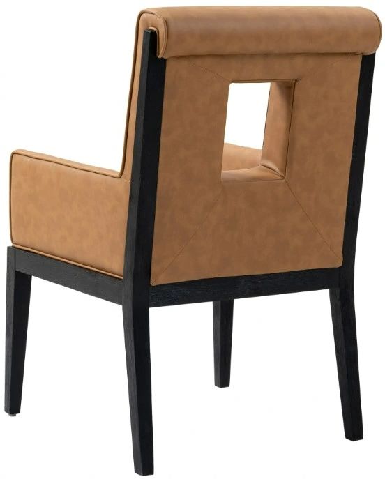 Meridian Furniture Gwendolyn Cognac/Black Vegan Leather Dining Arm Chair-3