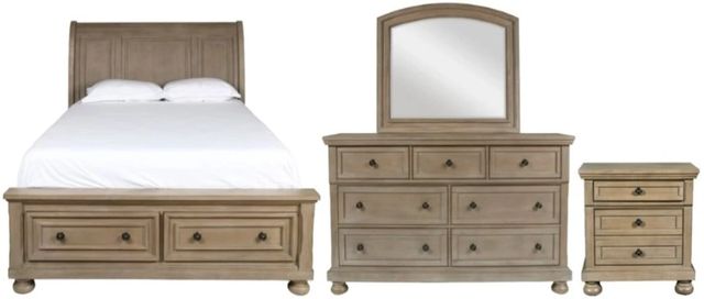 New Classic® Home Furnishings Allegra 4-Piece Pewter Queen Panel Bedroom Set-0