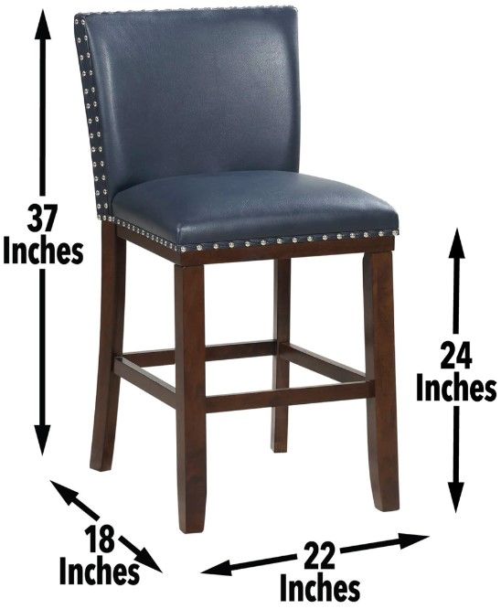 Steve Silver Co. Tiffany Espresso/Navy Upholstered Counter Stool-2