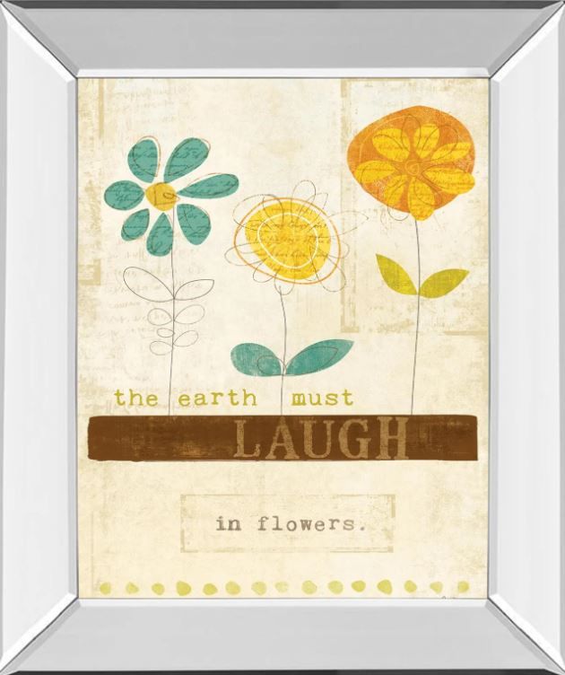 Classy Art Laugh in Flowers by Mollie B Mirror Mirror Framed Wall Art-0