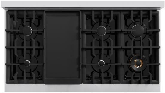 ZLINE Classic Series 48" Satin Stainless Steel Pro Style Dual Fuel Range with White Matte Door-1