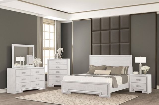 Furniture of America® Basilone Rustic White Nightstand-1