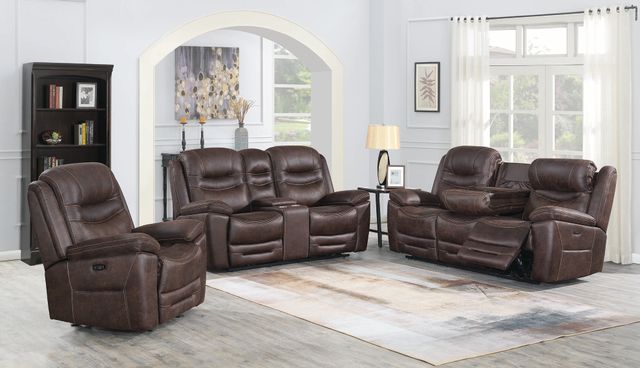 Coaster® Hemer 3-Piece Chocolate Power Headrest Reclining Living Room Set-0