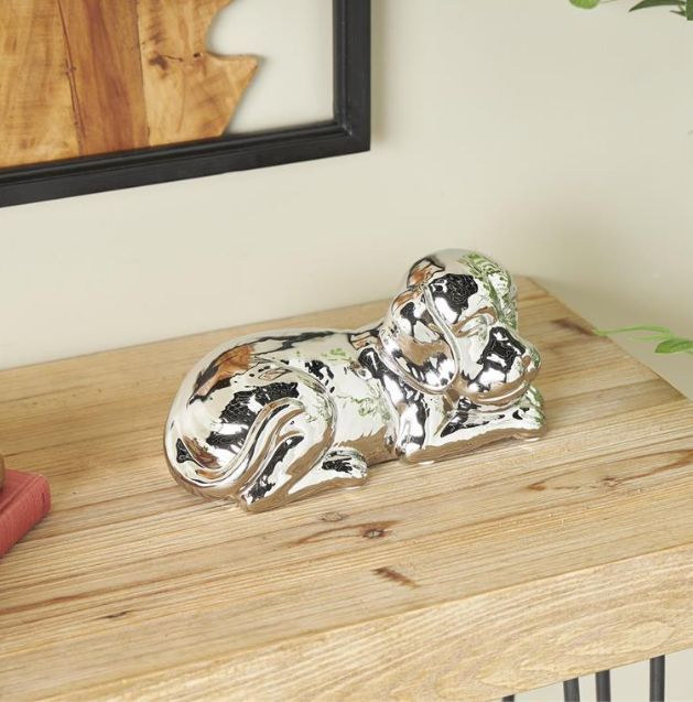 Deco Marche Silver 5" Ceramic Dog Sculpture-4