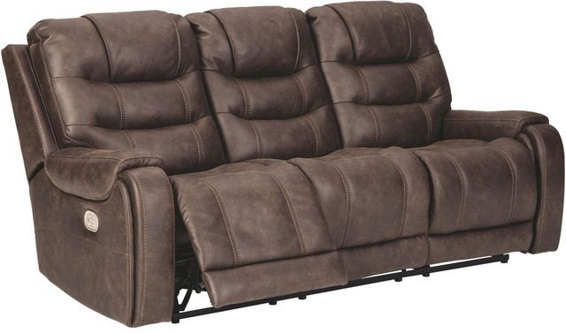 Signature Design by Ashley® Yacolt Walnut Power Recliner Sofa with Adjustable Headrest-3