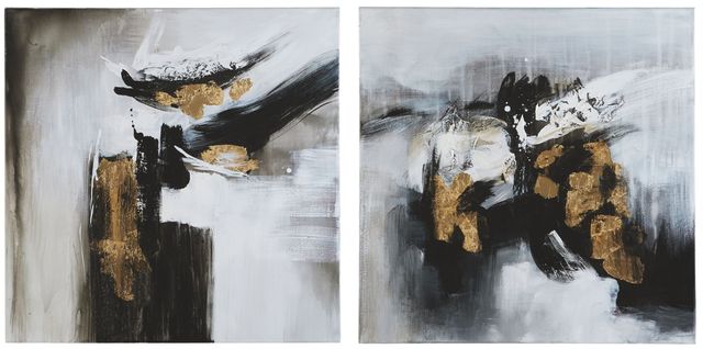 Signature Design by Ashley® Jerrin 2-Piece Black/White/Gold Finish Wall Art Set-0