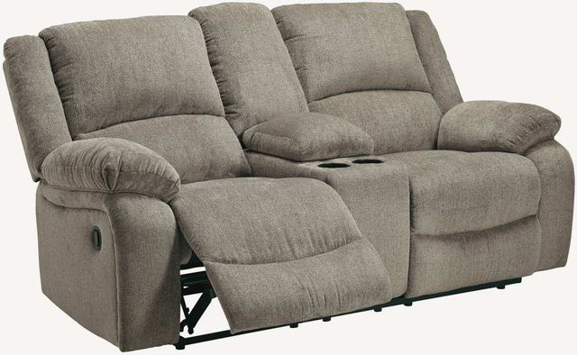 Signature Design by Ashley® Draycoll Pewter Double Reclining Loveseat with Console-3