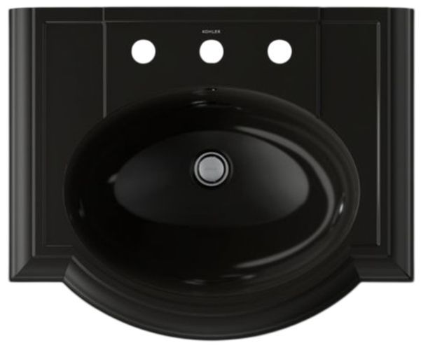 Kohler Devonshire® Black 24.25" Widespread Rectangular Pedestal Bathroom Sink-4