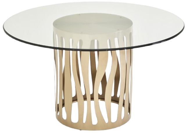 Michael Amini® La Rachelle Glass Top 54 Round Dining Table with Medium Champagne Base-2