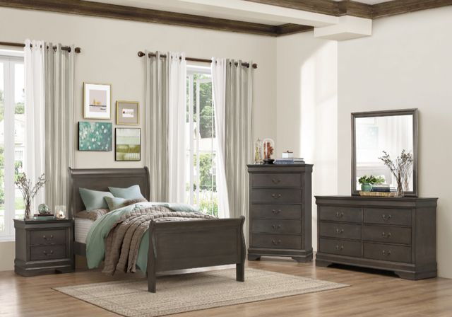 Homelegance® Mayville Stained Gray Twin Sleigh Bed-1