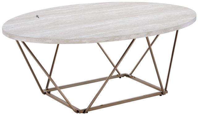 Steve Silver Co. Rowyn White Cocktail Table with Copper Base-0