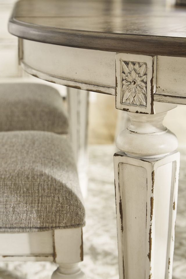Signature Design by Ashley® Realyn Taupe Oval Dining Table with Chipped White Legs-2