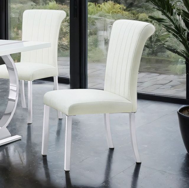 Furniture of America® Holstebro 2-Piece Silver/White Side Chair-2