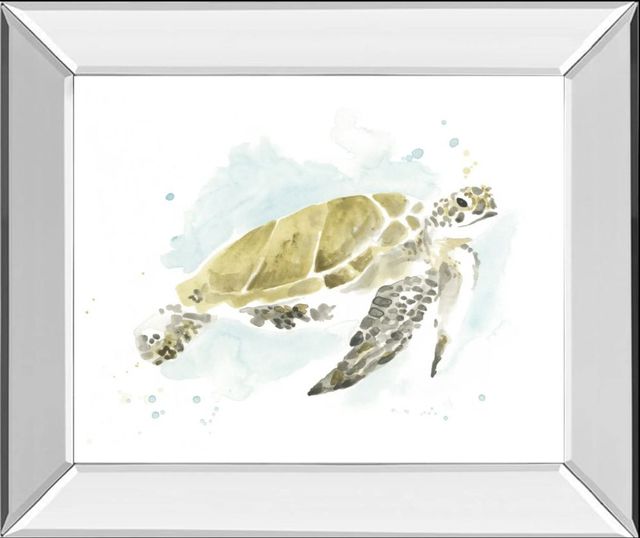 Classy Art Watercolor Sea Turtle Study I by June Erica Vess Mirror Framed Wall Art-0