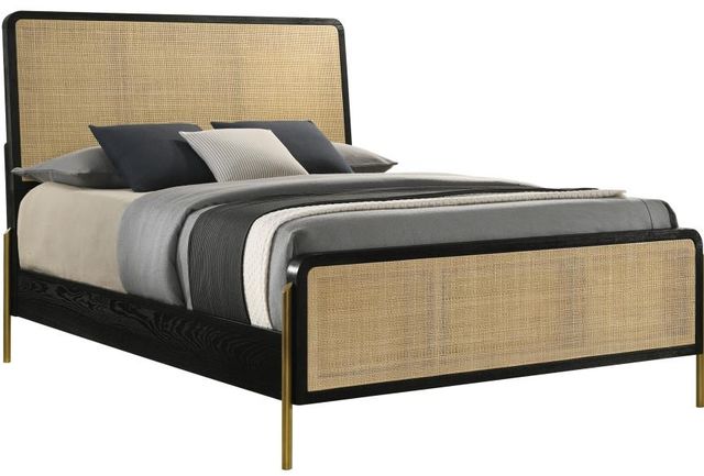 Coaster® Arini Black/Natural Eastern King Bed Panel Bed-1